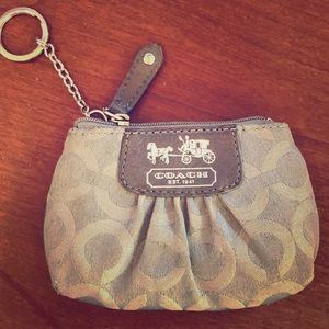 Coach Signature Monogram Key Fob Coin  Purse 👛